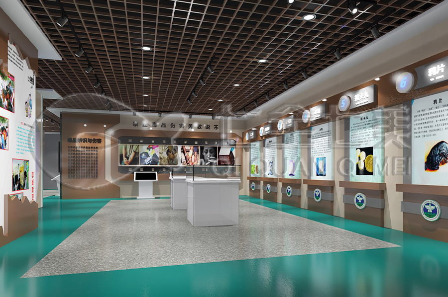 禁毒宣傳基地效果圖設(shè)計(jì)，聲光電禁毒展廳方案設(shè)計(jì)，禁毒防艾教育展館施工單位